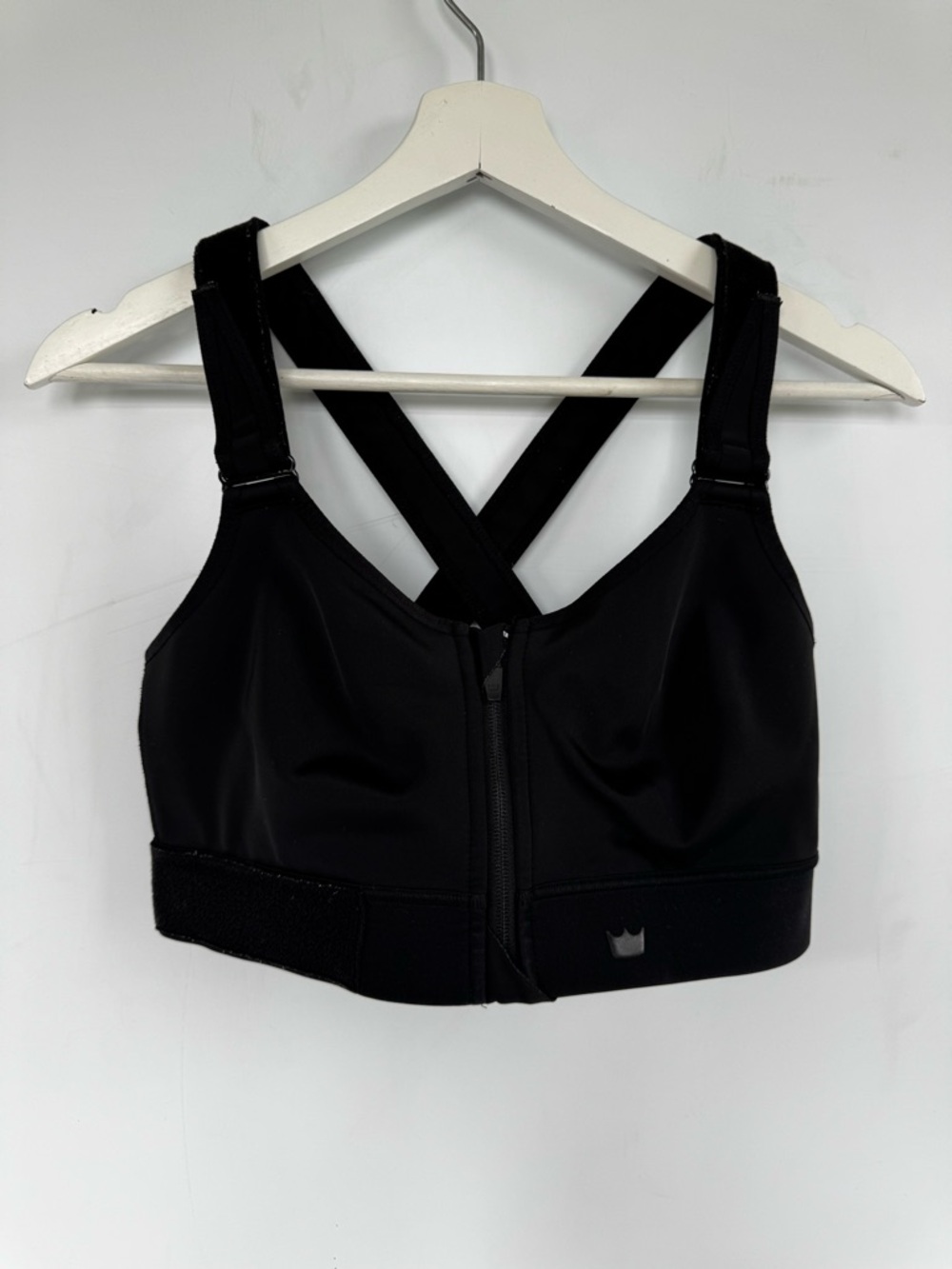 SHEFIT Flex High-Impact Black Front-Zip Sports Bra with Cross-Back Straps